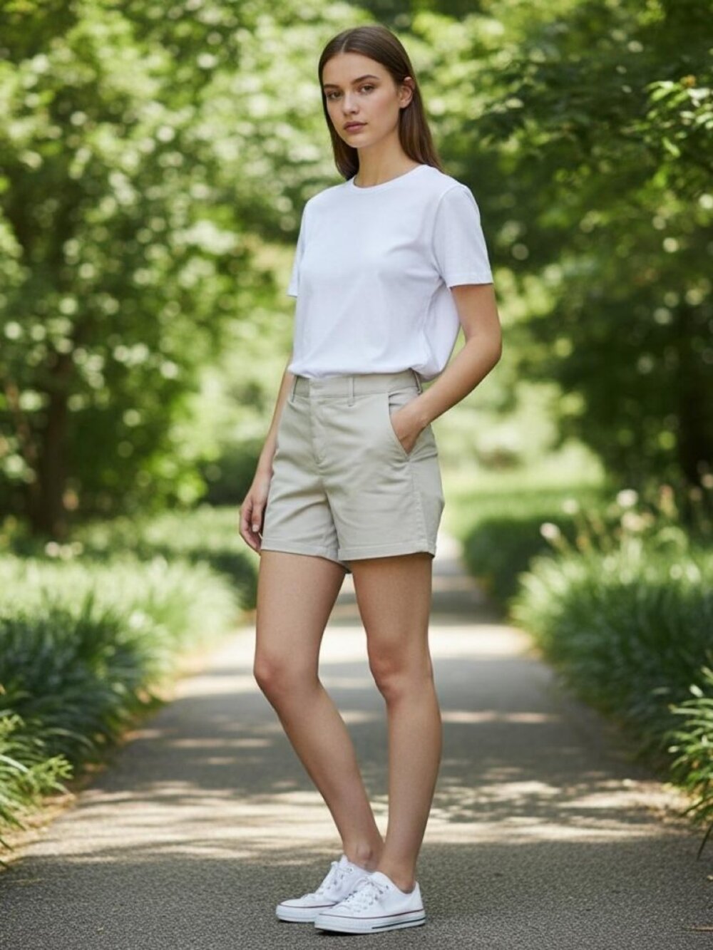Women's Cream Relaxed Linen-Look Shorts